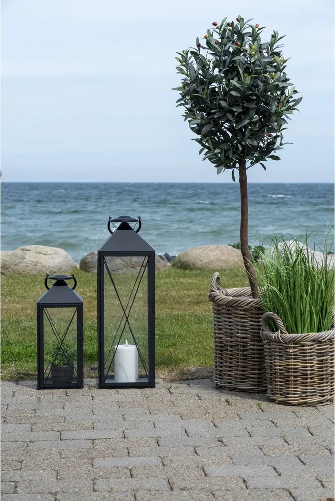 Lanterne decorative Casa, oțel/vidră, negru, set de 2