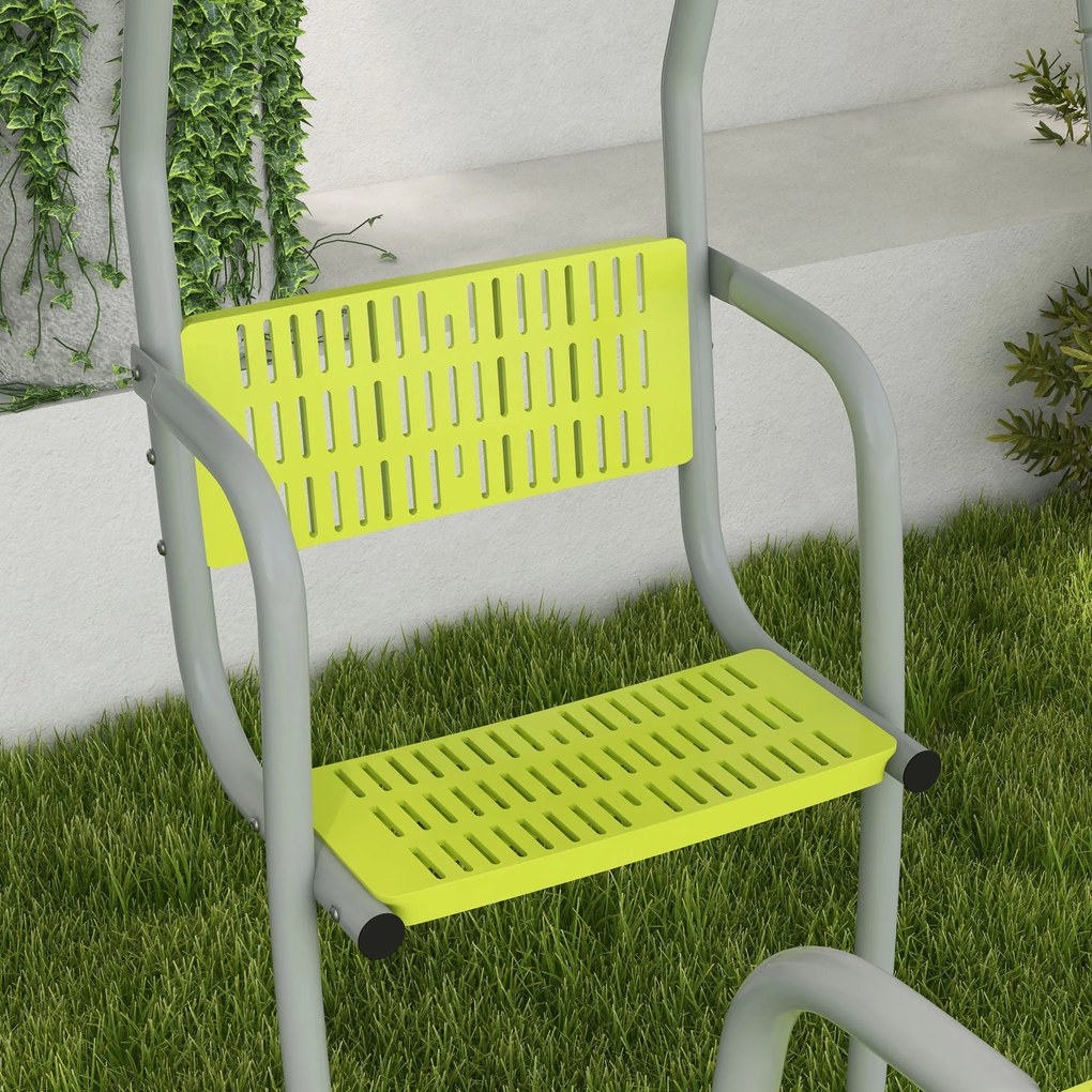Outsunny, leagăn portic 3 în 1 pentru copii, cu 2 locuri față în față și 1 scaun de leagăn, greutate maximă 225 kg, verde | Aosom Romania