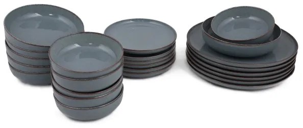 Set de masă 24 piese, porțelan, albastru