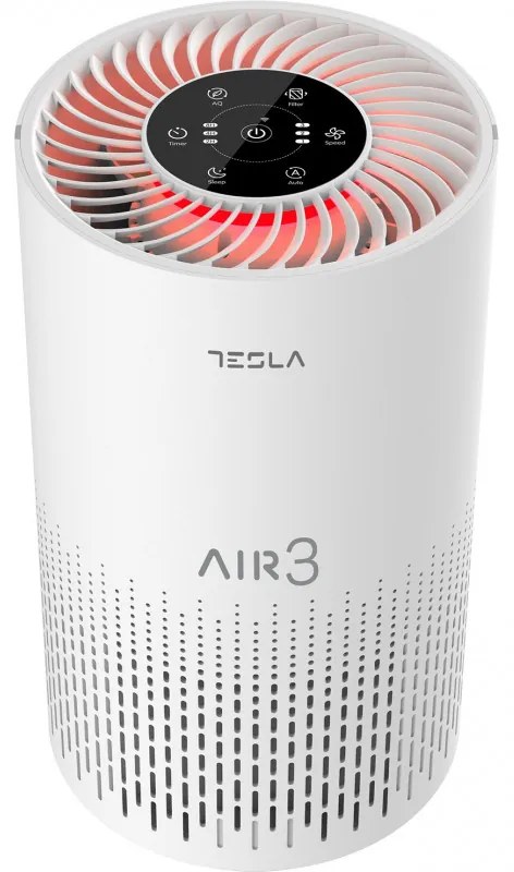 Purificator de aer Tesla Tara Lite 3, Pana la 12 m², CADR 100 m³/h, Filtru HEPA/Carbon Activ, Timer, , Alb