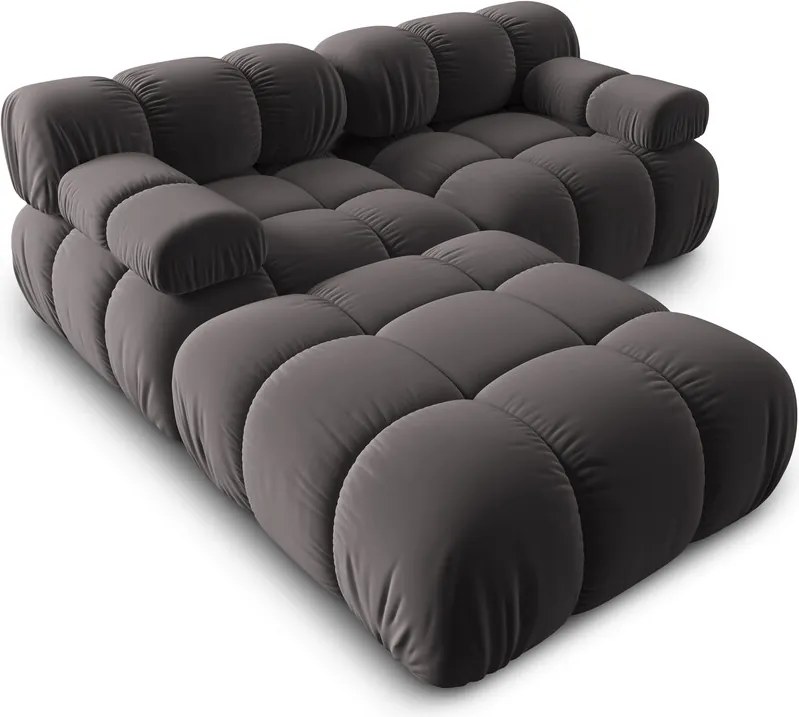 Canapea modulara 3 locuri, Bellis, Micadoni Home, BL, 188x188x70 cm, catifea, gri inchis