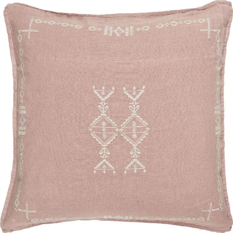IB Laursen Husa perna decorativa din in MALVA 50x50 cm, roz vechi cu broderie