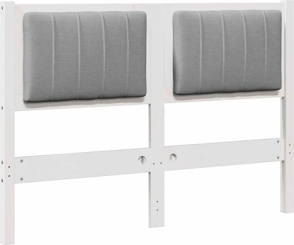 vidaXL Tăblie tapițată cu headboard Alb 120 cm Lemn de pin masiv