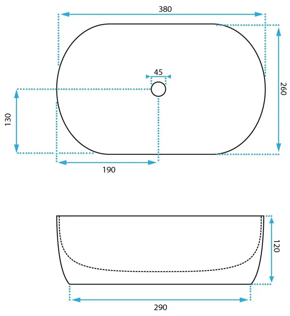 Lavoar pentru blat Amelia Mini Gri mat cu model, Rea