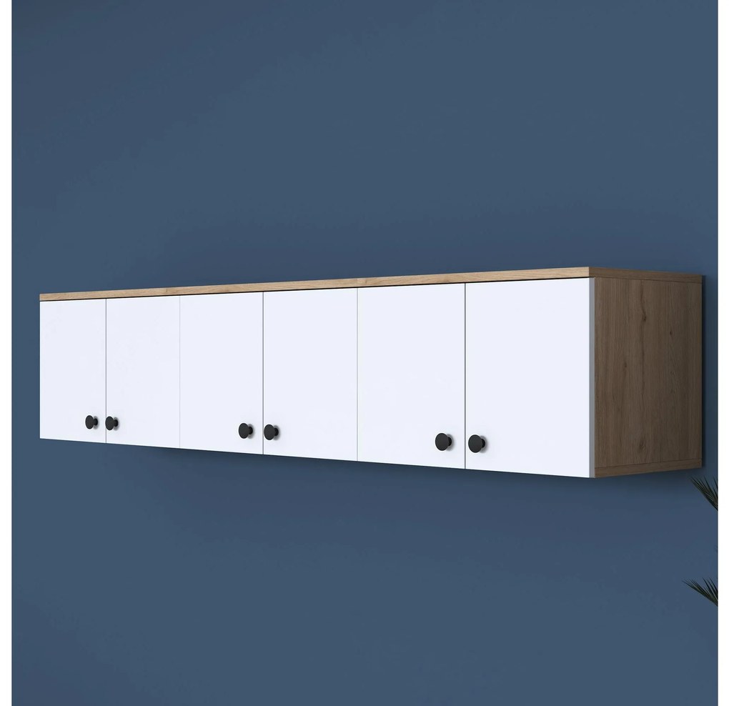 Dulap de perete Eladona 3 (Nuc + alb + negru). Promo -16%. 1107360