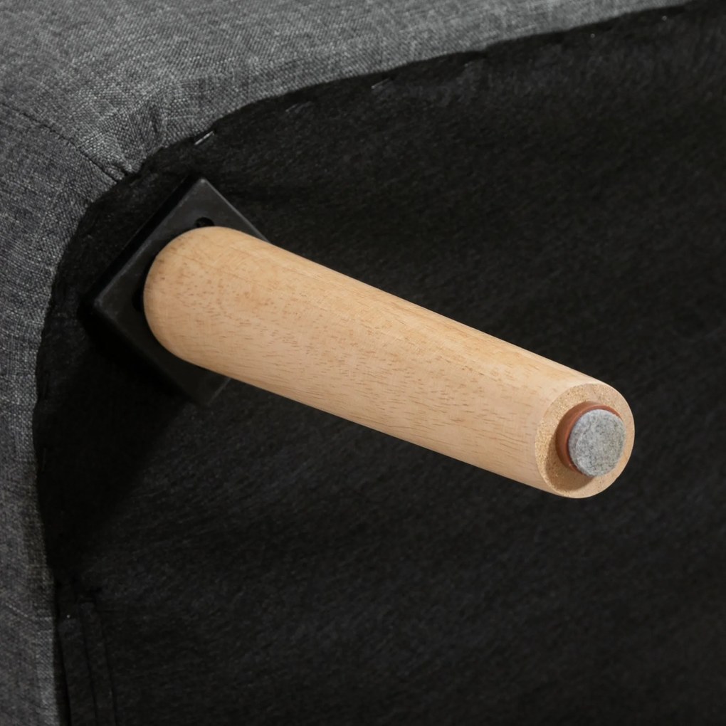HOMCOM Canapea Moderna Desing Minimalist din Material Textil si Lemn fara Cotiere, Gri inchis 117x56.5x77cm