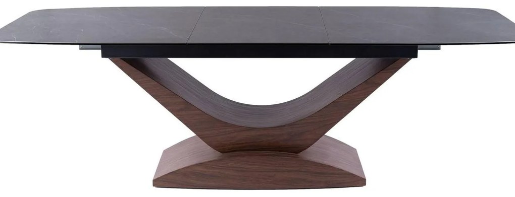 Masă de sufragerie extensibilă 180-240 cm Danyell (gri + nuc) (pentru 8 și mai multe persoane). 1050106