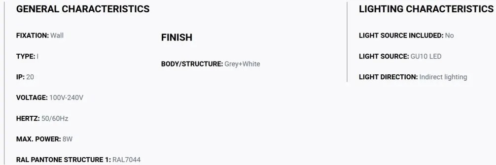 Aplica perete aluminiu striat gri, 2xGU10, SOLE round