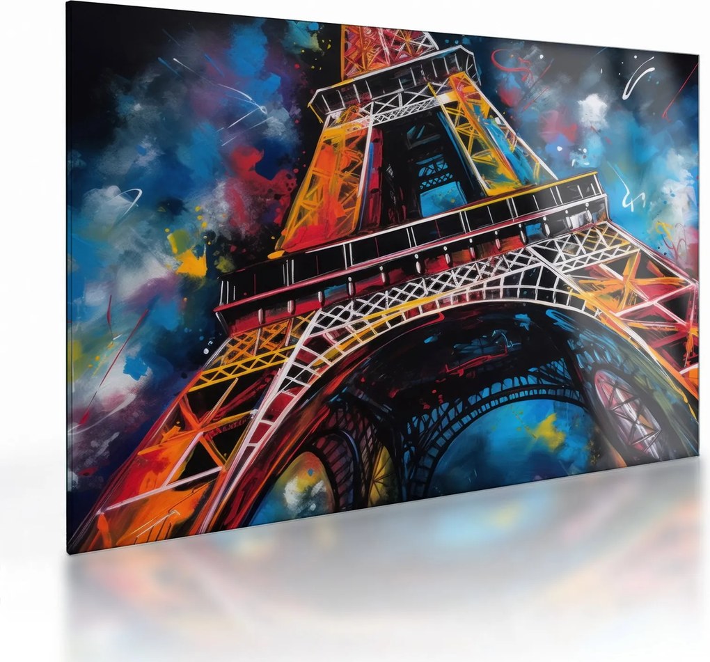 Tablou pe sticlă - Pictură a Turnului Eiffel II. (70x50 cm)