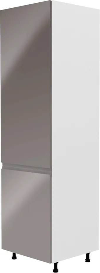 Dulap pentru frigider, alb/gri extra lucios, stânga, AURORA D60ZL