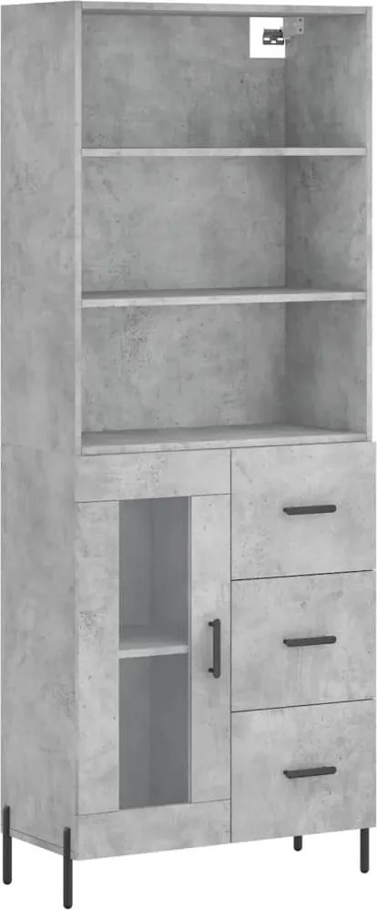 vidaXL Dulap înalt, gri beton, 69,5x34x180, lemn compozit