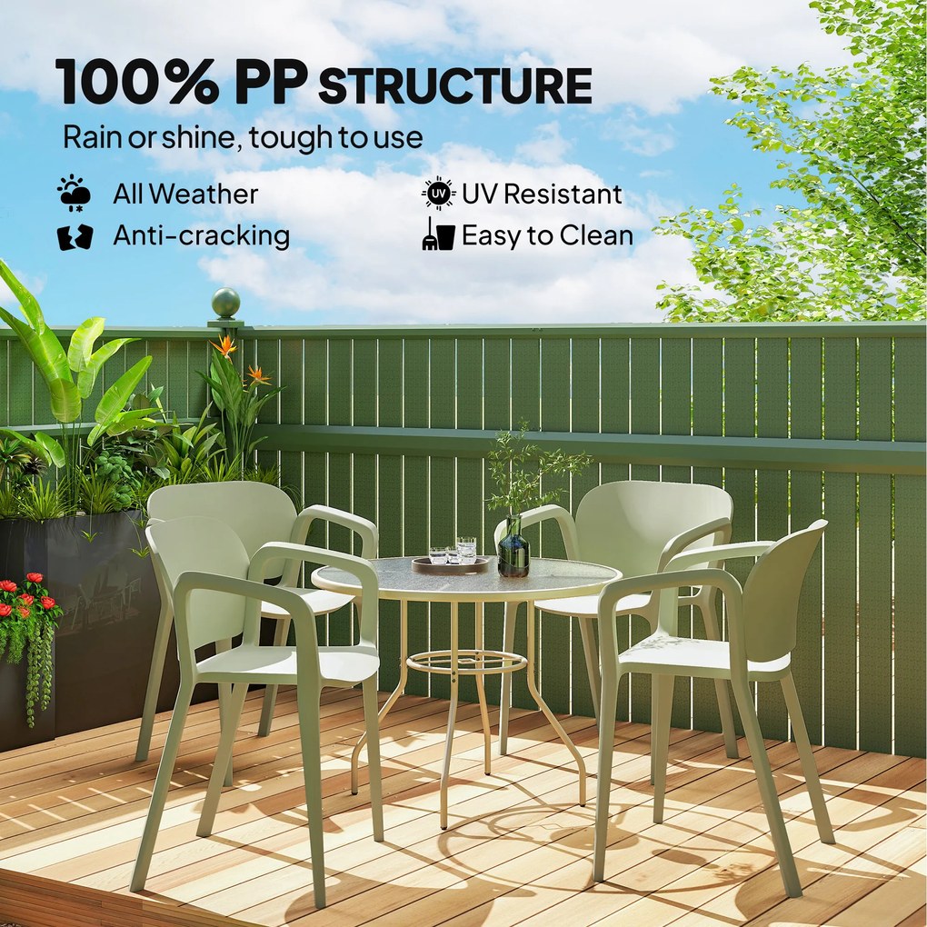 Outsunny Set de 4 Scaune Suprapozabile pentru Grădină, 60x56x75 cm, Verde | Aosom Romania