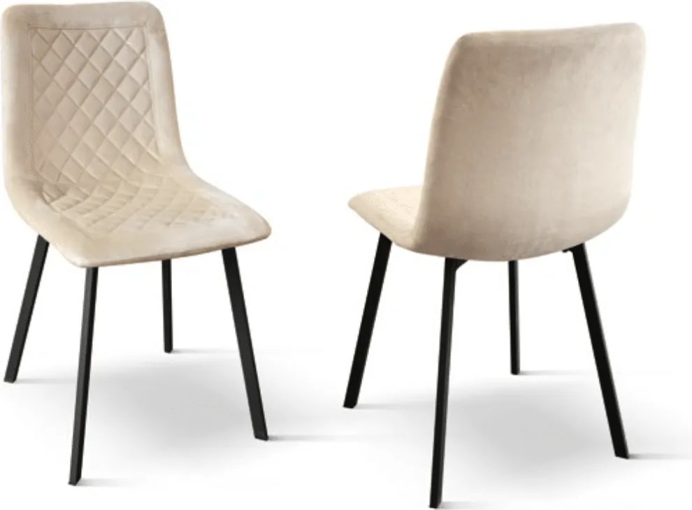 SET 4 Scaune Slim, structura metalica, catifea - STANDARD - NEGRU - BEJ - CATIFEA