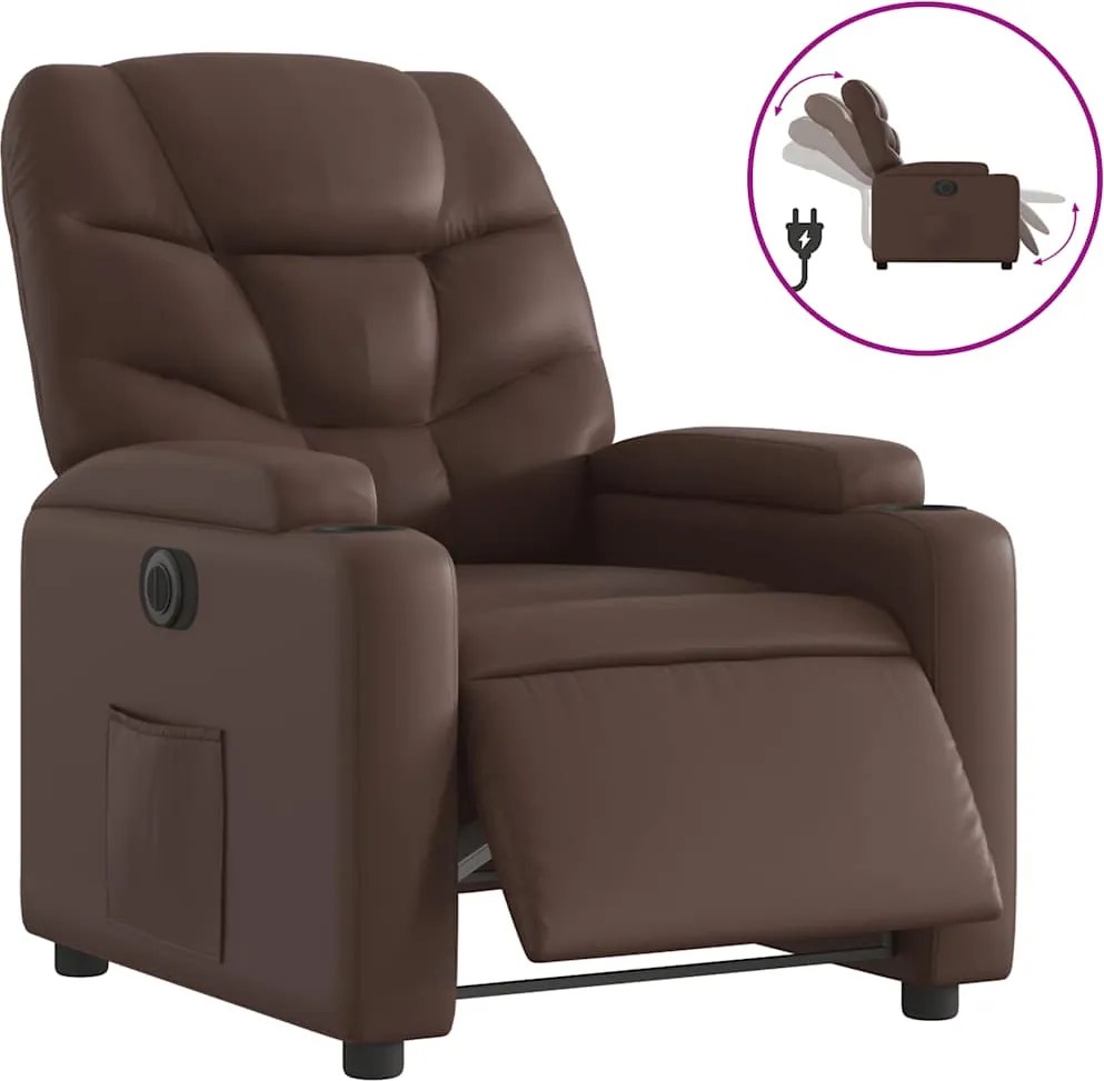 vidaXL Fotoliu rabatabil electric, maro, piele ecologică