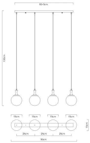 Lustră pe cablu Globo 15885-4H DALTON 4xE27/10W/230V