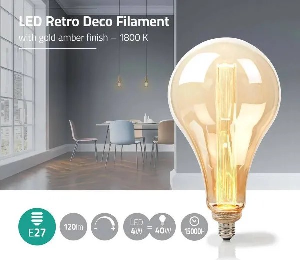 Nedis LBRDE27PS165AR- Bec LED dimabil FILAMENT PS165 E27/3,5W/230V 1800K