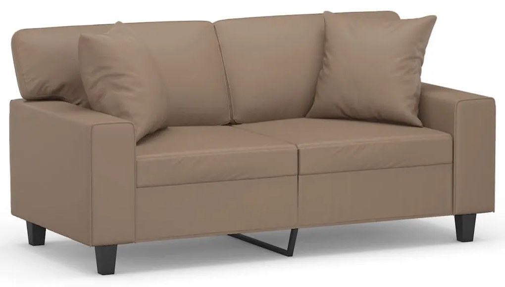 3153058 vidaXL Canapea cu 2 locuri, perne&pernuțe cappuccino 120 cm piele eco