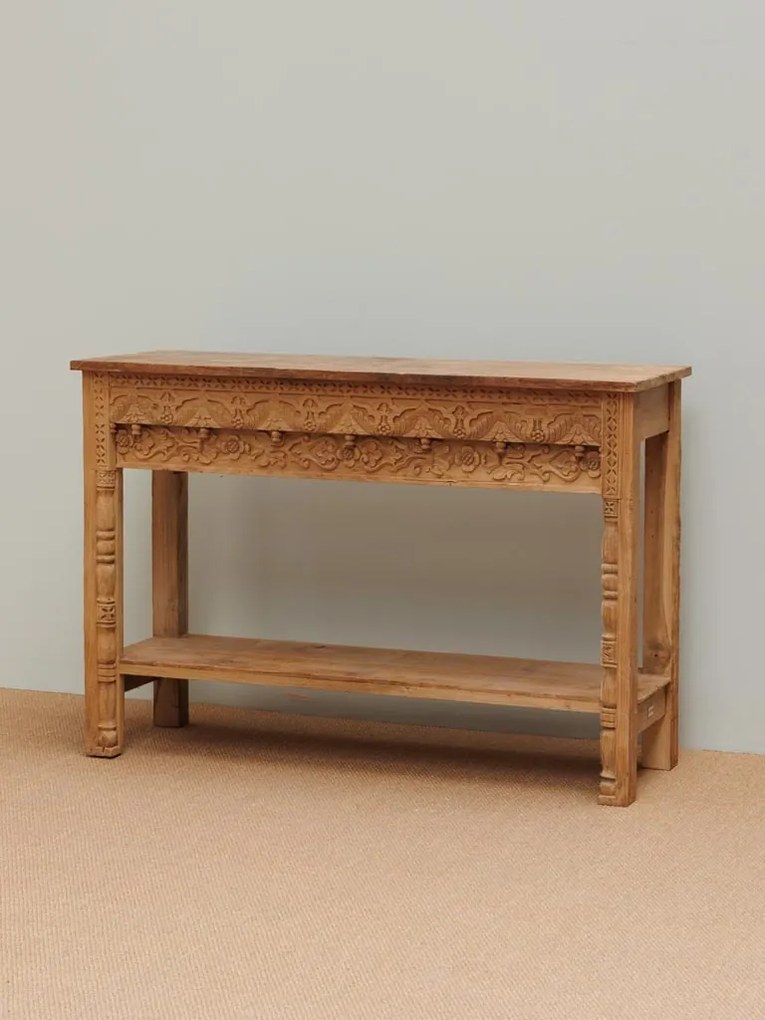 Consola din lemn de tec reciclat, gravat, Jaipur