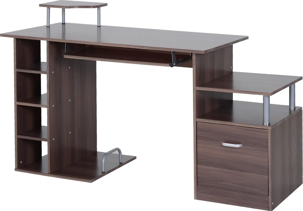 HOMCOM Birou din Lemn cu Design Simplu și Elegant pentru Calculator, Dimensiuni 152x60x80cm, Culoare Maro | Aosom Romania