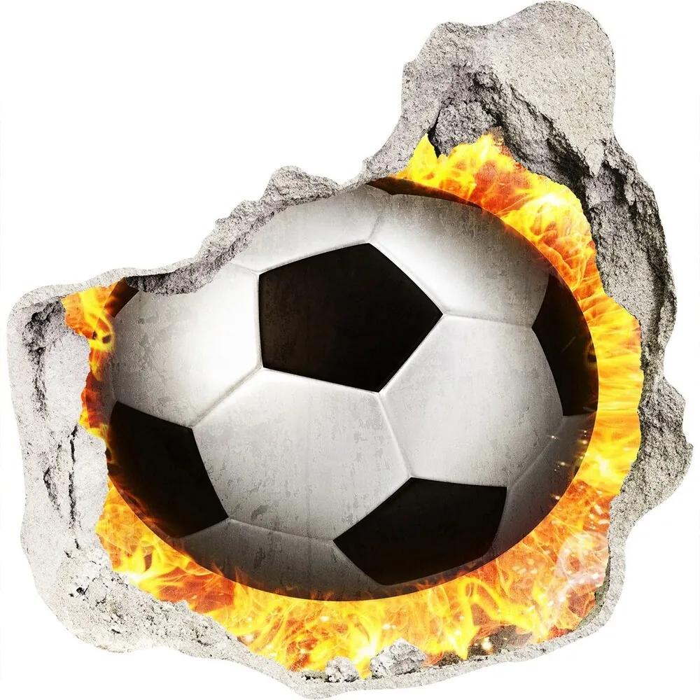 Fototapet 3D gaură în perete Arderea de fotbal a văzut