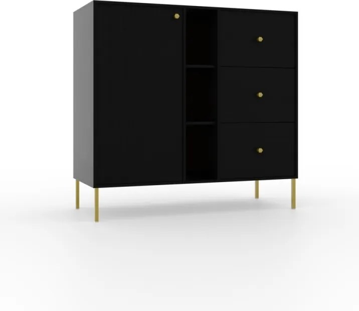 Comodă cu usa si trei sertare, 100x41x95 cm, Tili System. ADRK Furniture (Culoare: Eucalipt / Eucalipt)