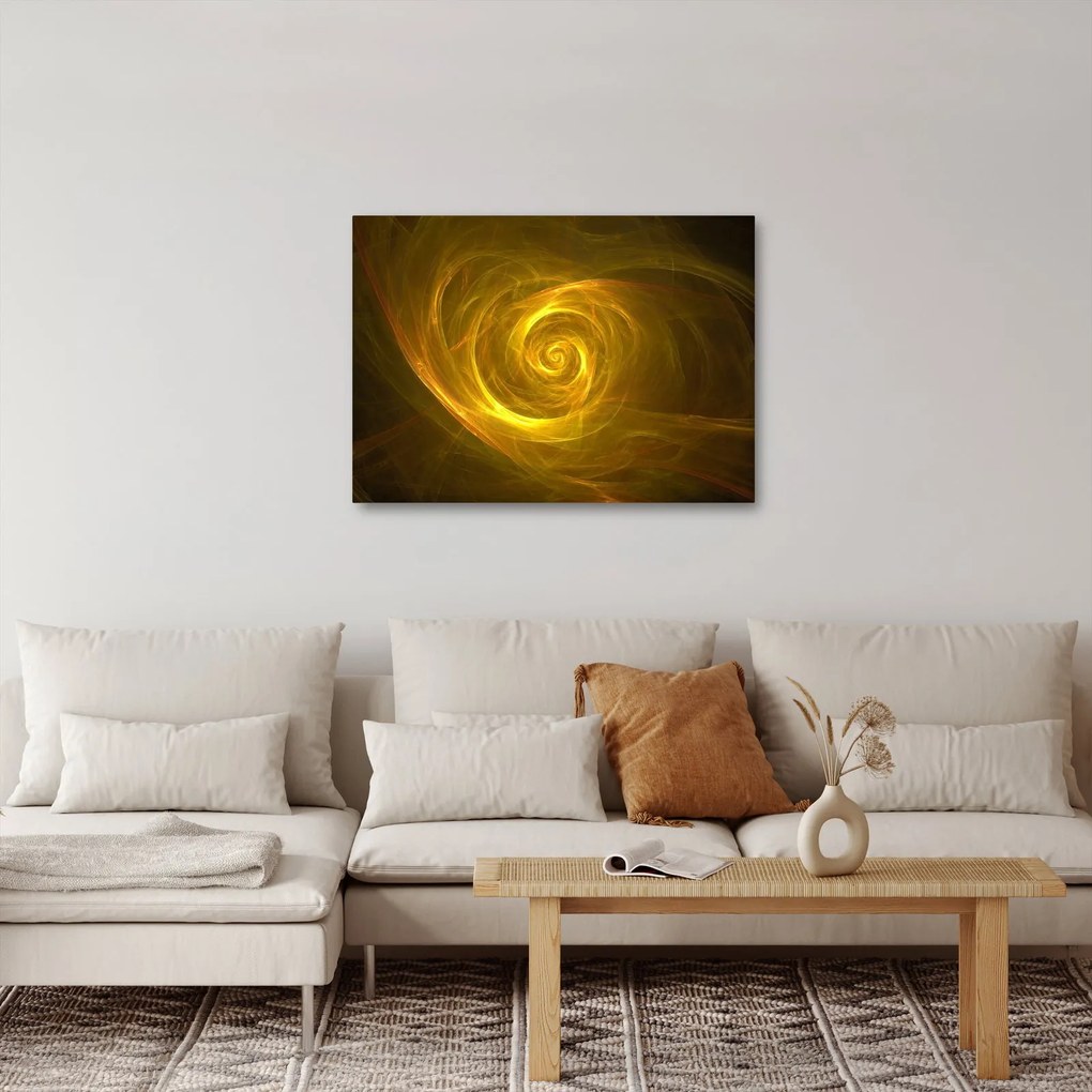 Tabloul cu spirala abstractă în galben (70x50 cm)