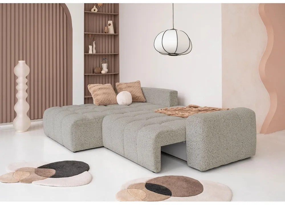 Colțar modular maro deschis extensibil/cu spațiu de depozitare (cu colț pe partea stângă) Lulu – Miuform