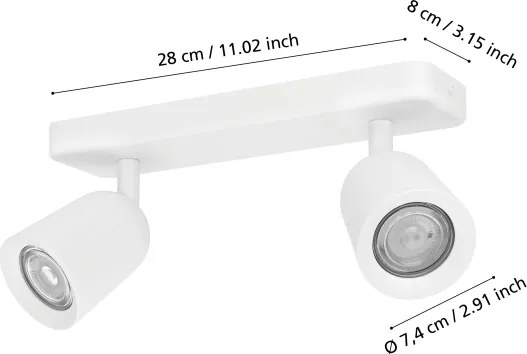 Eglo 901946 - Plafonieră cu spoturi CAMALDOLI, 2x GU10, 10W, 230V, alb
