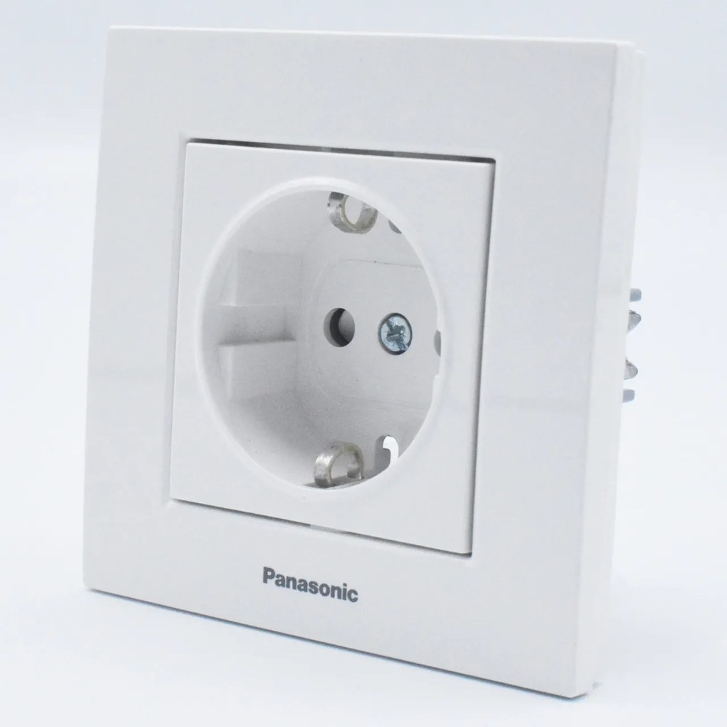 Priza simpla cu impamantare si protectie copil Karre Plus Pansonic, ST, alba