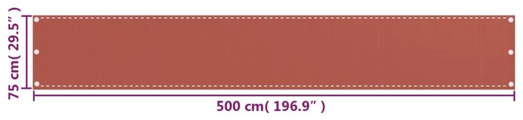Paravan de balcon, caramiziu, 75x500 cm, HDPE Terracota, 75 x 500 cm