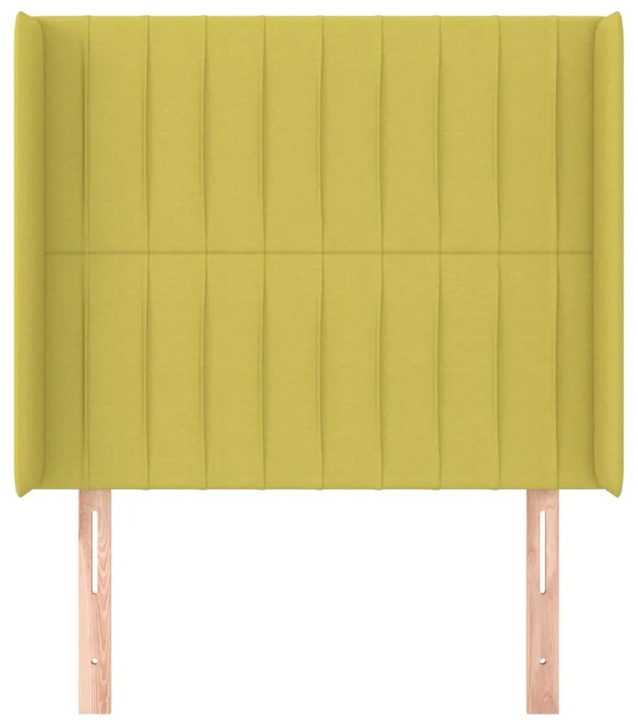 Tablie de pat cu aripioare, verde, 83x16x118 128 cm, textil 1, Verde, 83 x 16 x 118 128 cm