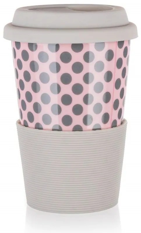Banquet Cană ceramică cu capac de silicon GO 400 ml, roz