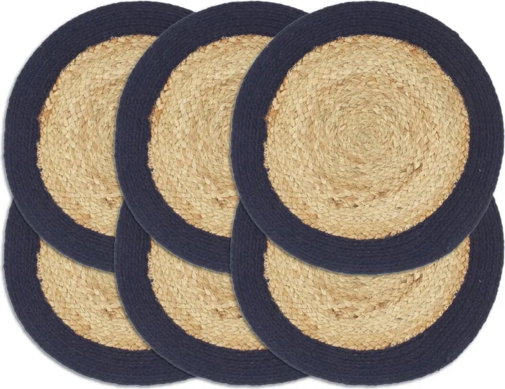 vidaXL Naproane, 6 buc., natural și bleumarin, 38 cm, iută și bumbac