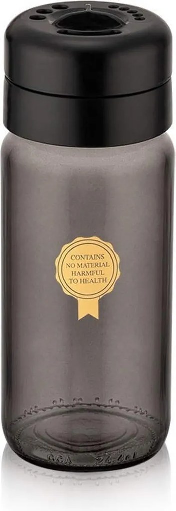Set 2 recipiente condimente C-00364, negru/transparent, sticla, 6x6x16