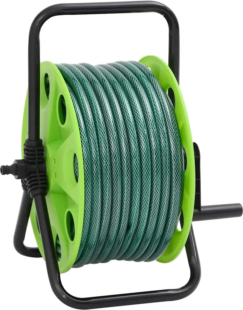 vidaXL Tambur furtun autonom verde set racorduri furtun 0,5" 20 m PVC