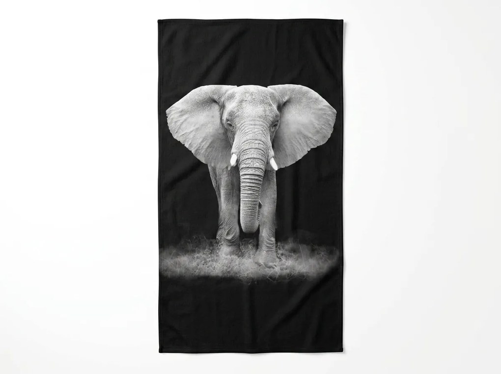 Prosoapa XXL de plaja cu uscare rapida ELEPHOS negru-gri 150 x 210 cm, 100% microfibra