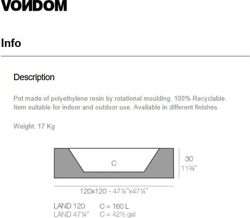 Jardiniera / Ghiveci plante design decorativ modern LAND PLANTER 120cm