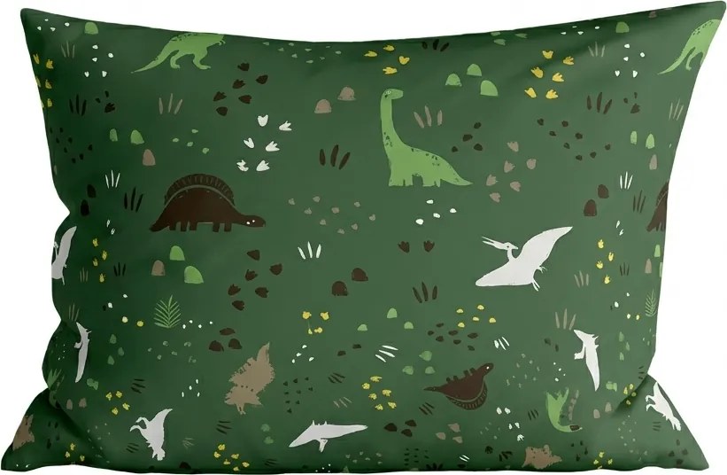 Set 2 huse decorative pentru perne DINO STEPS 40x60 cm, verde inchis