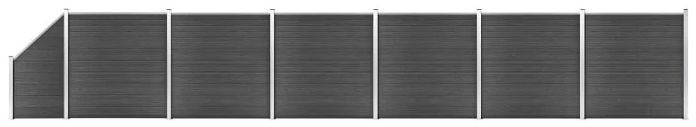 vidaXL Set de panouri de gard, 1138x(105-186) cm, negru, WPC