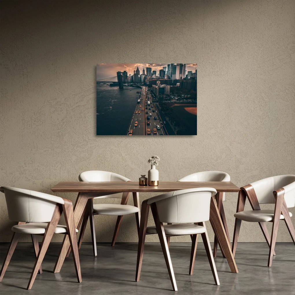 Tablou pe sticlă cu Manhattan (70x50 cm)