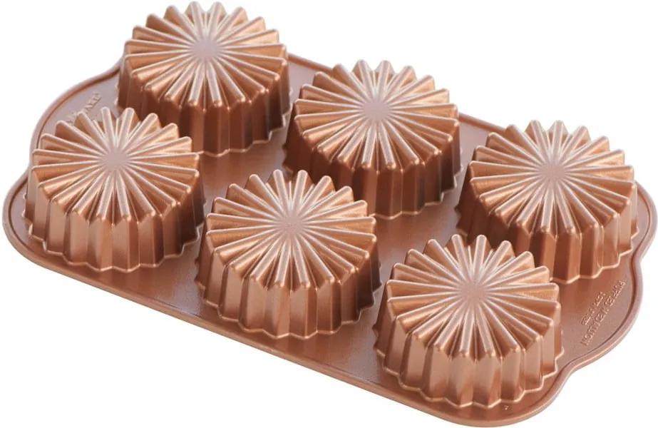 Formă pentru 6 mini-prăjituri Nordic Ware Roundy, 700 ml, arămiu