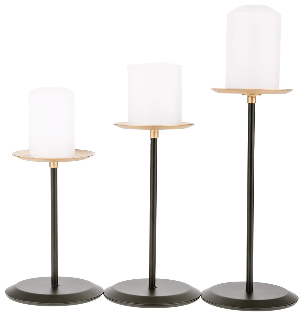 Sfeşnice, set de 3, negru / auriu, metal, CINDRO