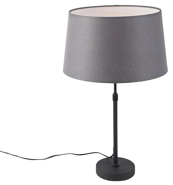 Lampă de masă neagră cu abajur din in gri 35 cm reglabil - Parte