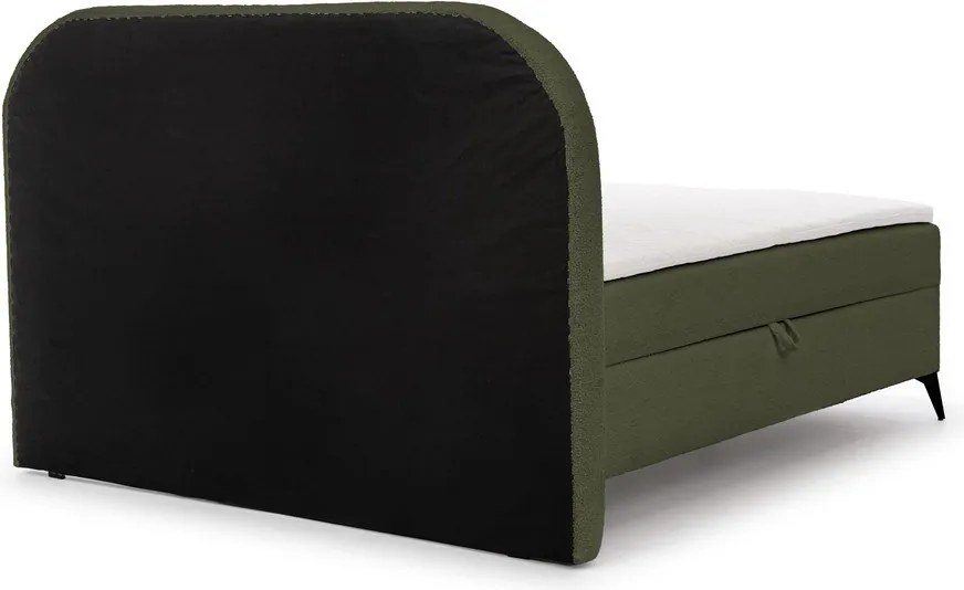 Pat boxspring verde cu spațiu de depozitare 140x200 cm Ornes – Ropez