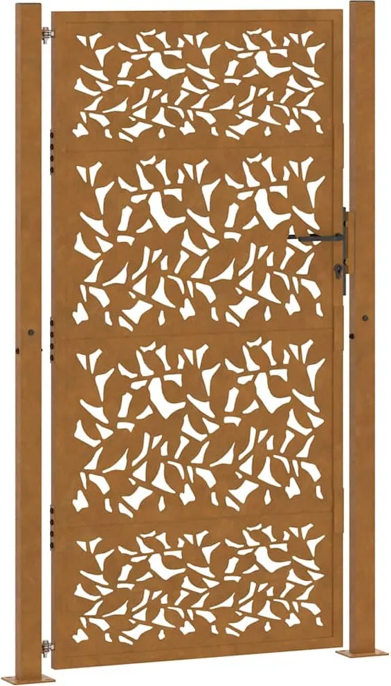 vidaXL Poartă de grădină 100x175 cm, model frunze de oțel rezistente la intemperii