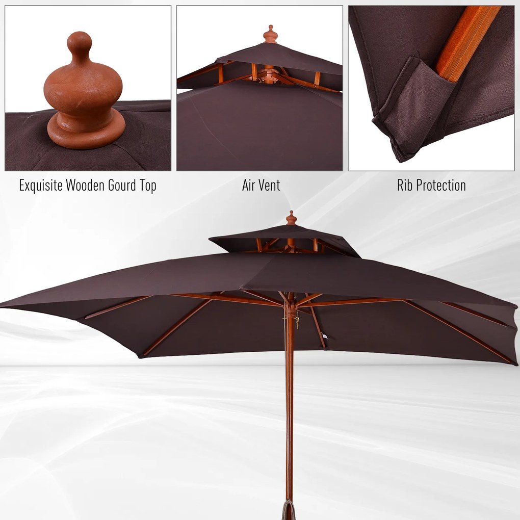 Umbrela de Gradina 3x3 Metri Outsunny, 8 Lamele Acoperire cu 2 Niveluri | Aosom Romania