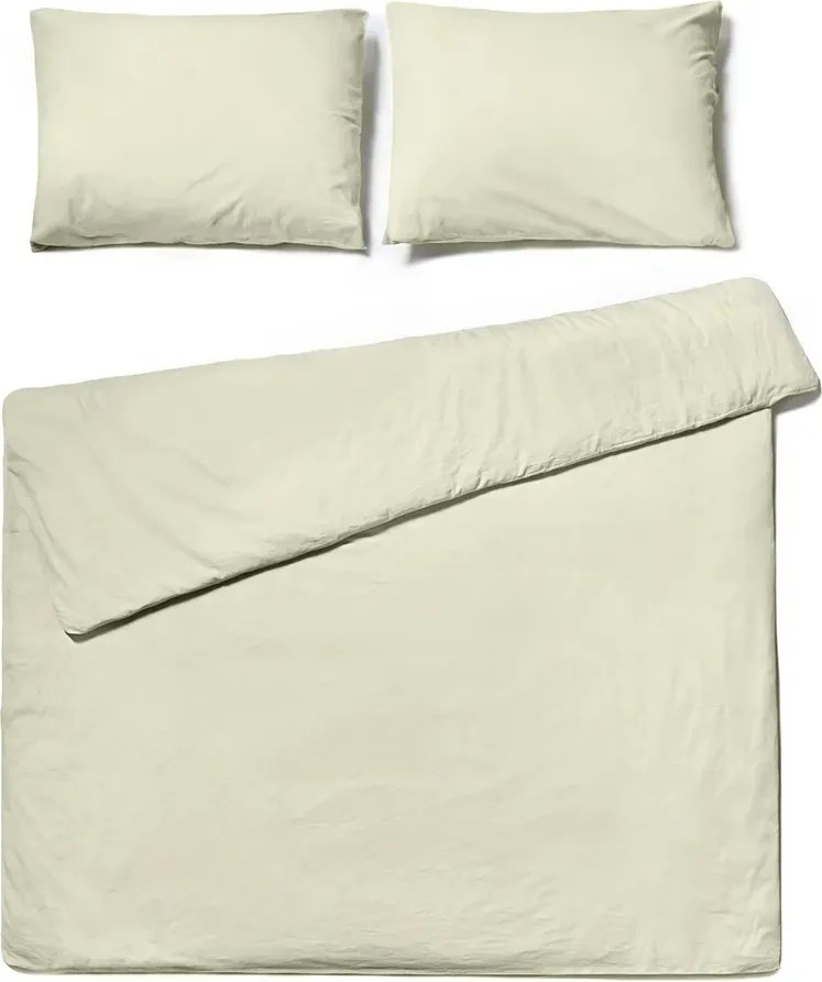 Lenjerie de pat din bumbac CALMORA crem verde Dimensiune lenjerie de pat: 2 buc 70 x 90 cm | 200 x 220 cm