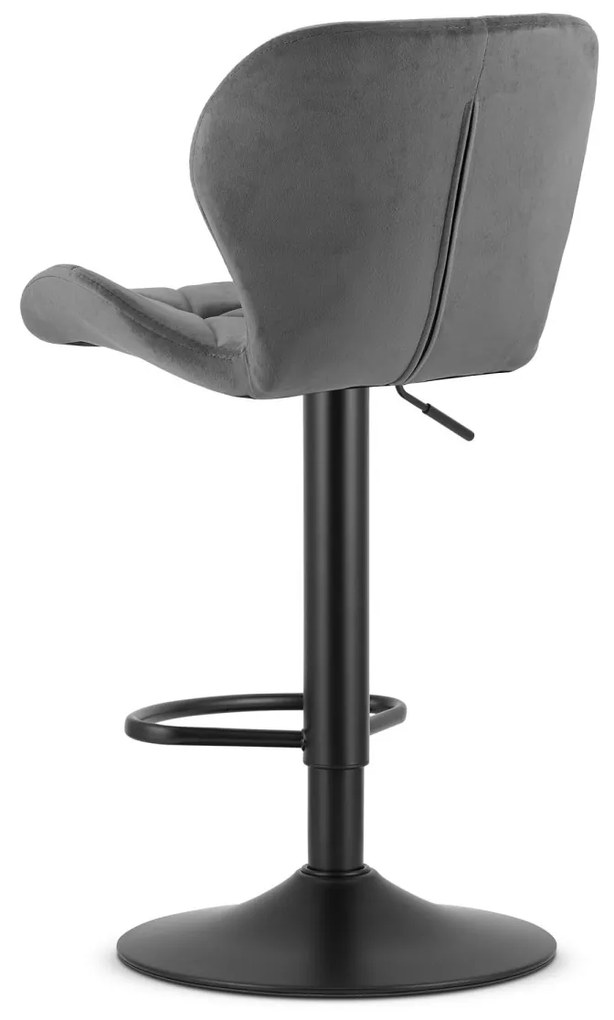 Scaun de bar cu picior negru WEST VELVET, gri