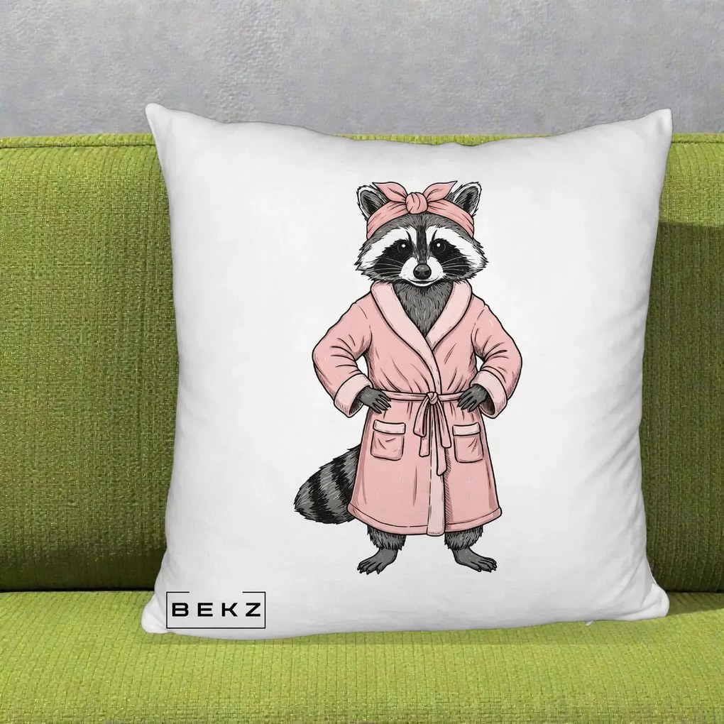 Perna Decorativa Albinuta Kawaii Vesela, 40x40 cm, Alb Pufos, Husa Detasabila, Perna Inclusa, BEKZ®