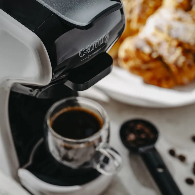 Espressor pentru cafea macinata si capsule 9in1 Camry CR 4414, 3000 W, 19 bar, Bej/Negru